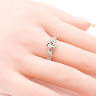 Pandora Retired Sparkling Love Knot Sterling Silver Clear CZ Ring Size 9