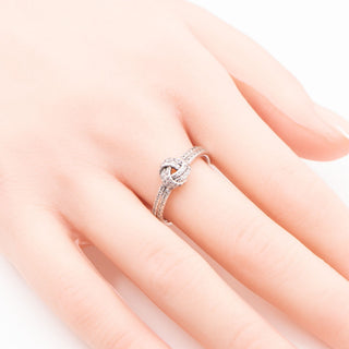 Pandora Retired Sparkling Love Knot Sterling Silver Clear CZ Ring Size 9