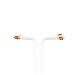 14K Yellow Gold 10mm Button Pearl Stud Earrings White Cultured Freshwater