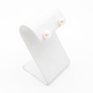 14K Yellow Gold 10mm Button Pearl Stud Earrings White Cultured Freshwater