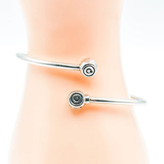 Chamilia Sterling Silver 7.9 Inch Flex Bangle Charm Bracelet Stoppers