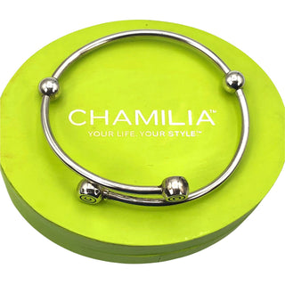 Chamilia Sterling Silver 7.9 Inch Flex Bangle Charm Bracelet Stoppers