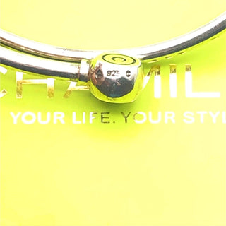 Chamilia Sterling Silver 7.9 Inch Flex Bangle Charm Bracelet Stoppers