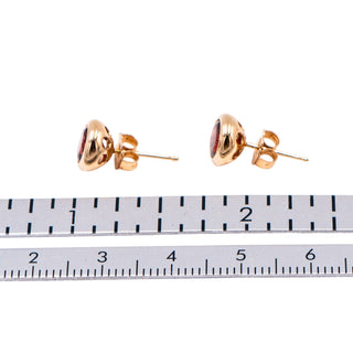 14K Yellow Gold 2.5 Carat Garnet 0.3 Inch Bezel Stud Earrings