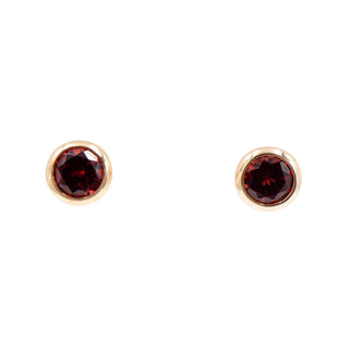 14K Yellow Gold 2.5 Carat Garnet 0.3 Inch Bezel Stud Earrings
