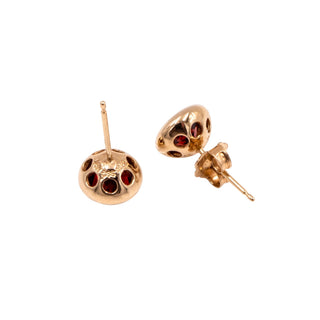 14K Yellow Gold 2.5 Carat Garnet 0.3 Inch Bezel Stud Earrings