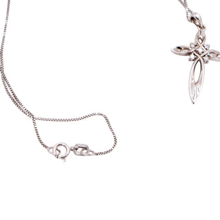 14K White Gold 18 Inch Diamond Cross Pendant Necklace