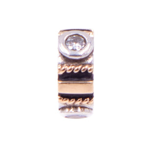 Chamilia Sterling Silver 14K Gold Clear CZ Two Tone Spacer Charm Bead