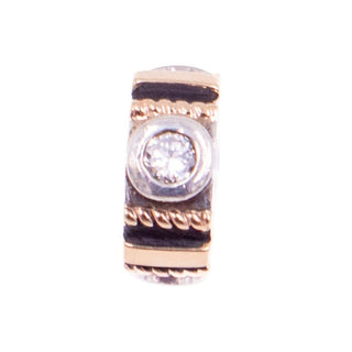 Chamilia Sterling Silver 14K Gold Clear CZ Two Tone Spacer Charm Bead