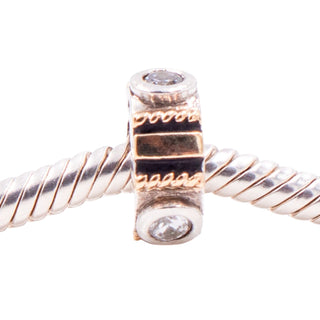 Chamilia Sterling Silver 14K Gold Clear CZ Two Tone Spacer Charm Bead