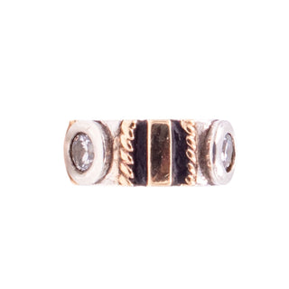 Chamilia Sterling Silver 14K Gold Clear CZ Two Tone Spacer Charm Bead