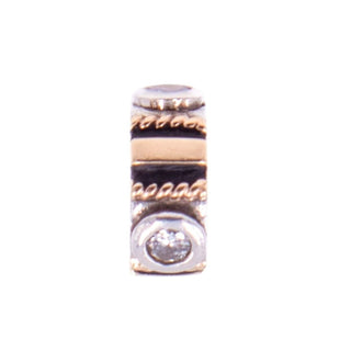 Chamilia Sterling Silver 14K Gold Clear CZ Two Tone Spacer Charm Bead