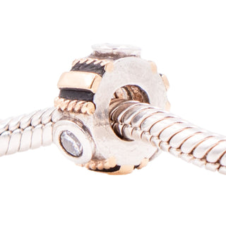 Chamilia Sterling Silver 14K Gold Clear CZ Two Tone Spacer Charm Bead