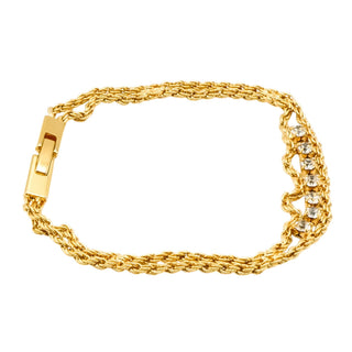 Vintage 1970's Gold Plated Seven Crystal Bracelet Made In South Korea 7.1 Inches
