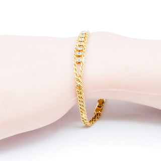 Vintage 1970's Gold Plated Seven Crystal Bracelet Made In South Korea 7.1 Inches