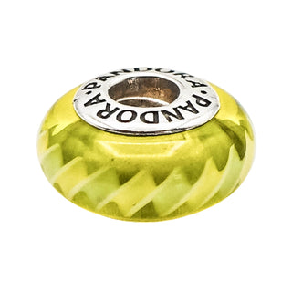 Pandora Green Zig Zag Murano Glass Charm Sterling Silver Retired