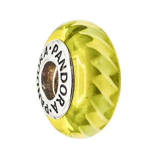 Pandora Green Zig Zag Murano Glass Charm Sterling Silver Retired
