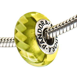 Pandora Green Zig Zag Murano Glass Charm Sterling Silver Retired