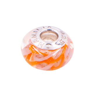 Chamilia Poppy Field Orange Murano Glass Sterling Silver Charm Bead