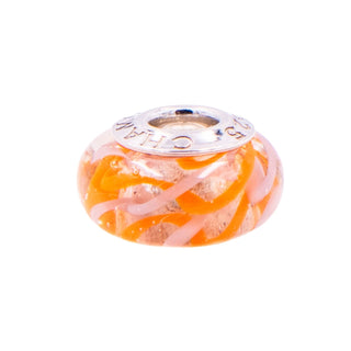 Chamilia Poppy Field Orange Murano Glass Sterling Silver Charm Bead