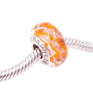 Chamilia Poppy Field Orange Murano Glass Sterling Silver Charm Bead