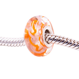 Chamilia Poppy Field Orange Murano Glass Sterling Silver Charm Bead