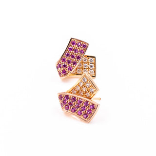 Louis Féraud 18K Yellow Gold Pink Sapphire Diamond Ribbon Earrings