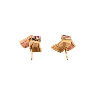 Louis Féraud 18K Yellow Gold Pink Sapphire Diamond Ribbon Earrings