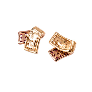 Louis Féraud 18K Yellow Gold Pink Sapphire Diamond Ribbon Earrings