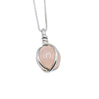 Rose Quartz Sphere Sterling Silver Pendant and Necklace