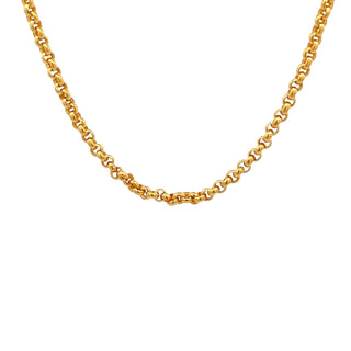 23K Yellow Gold Rolo Chain Necklace 24 Inches Long Handmade in Thailand