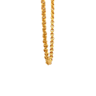 23K Yellow Gold Rolo Chain Necklace 24 Inches Long Handmade in Thailand