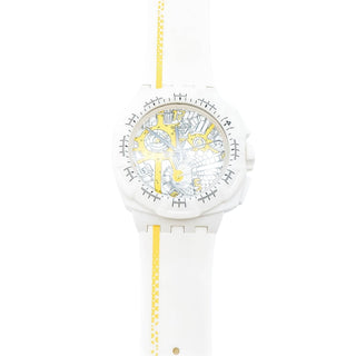 Authentic 2010 Swatch The Originals Street Map Yellow Chrono Watch (SUIW410)