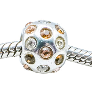 Chamilia Disco Brown Swarovski Crystal Sterling Silver Charm Bead Sparkle Glam