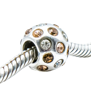 Chamilia Disco Brown Swarovski Crystal Sterling Silver Charm Bead Sparkle Glam