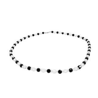 Black & Clear Crystal Beaded Necklace 30 Inches