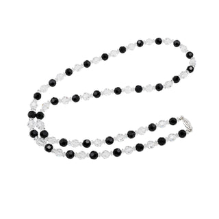 Black & Clear Crystal Beaded Necklace 30 Inches