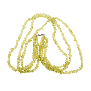 Vintage Peridot Chip Necklace Three Strand Green Gemstone Layered Statement