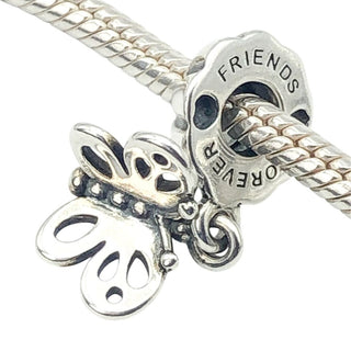 Pandora Friends Forever Butterfly Dangle Sterling Silver Charm Retired