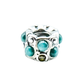 CHAMILIA Teal Stone Cabochon Sterling Silver Charm Bead with SWAROVSKI Crystals
