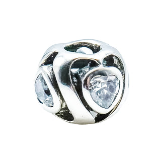 Chamilia Mother's Heart Sterling Silver Charm Clear CZ Love Bead