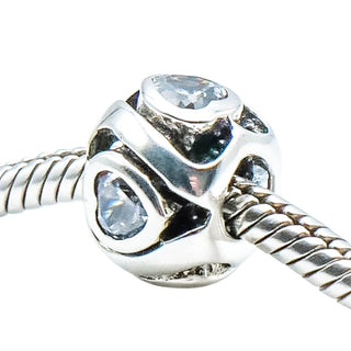 Chamilia Mother's Heart Sterling Silver Charm Clear CZ Love Bead