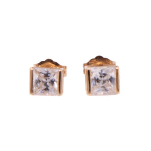 14K Yellow Gold Princess Cut CZ 1/4 Inch Stud Earrings