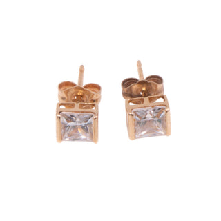 14K Yellow Gold Princess Cut CZ 1/4 Inch Stud Earrings
