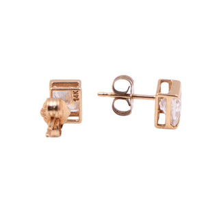 14K Yellow Gold Princess Cut CZ 1/4 Inch Stud Earrings