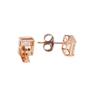 14K Yellow Gold Princess Cut CZ 1/4 Inch Stud Earrings