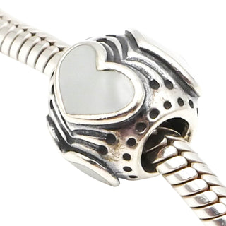 Pandora Light Grey Enamel Hearts 925 ALE Sterling Silver Charm Bead