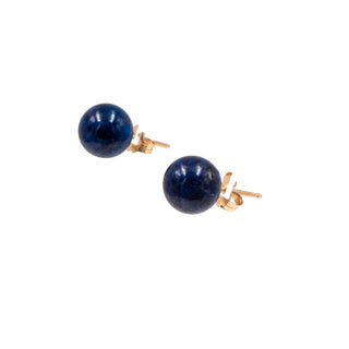 14K Yellow Gold 8mm Lapis Lazuli Stud Earrings