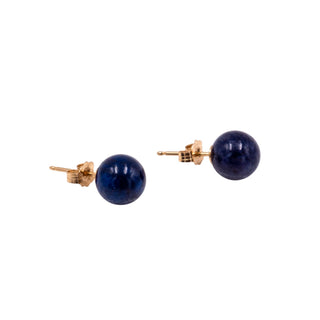 14K Yellow Gold 8mm Lapis Lazuli Stud Earrings