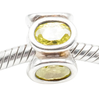 Pandora Light Green Oval Lights CZ Sterling Silver Charm Retired